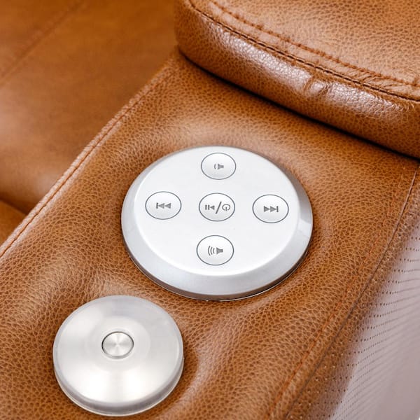 Light Brown Faux Leather Recliner with USB Charging, Audio, Hidden Arm  Storage, Cup Holder, 135° Tilt, Theater Seating LL-SG000800AAS - The Home  Depot