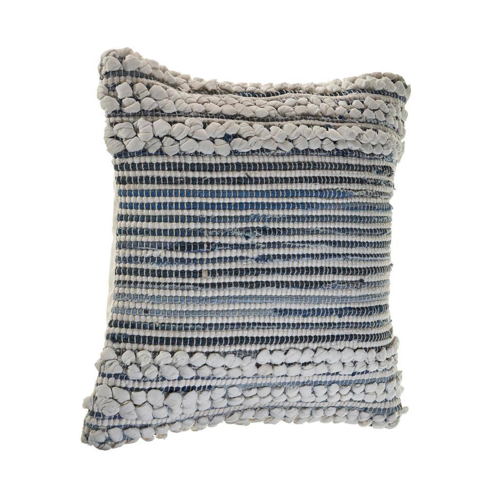 Navy and Ivory Textured Square Throw Pillow 18"