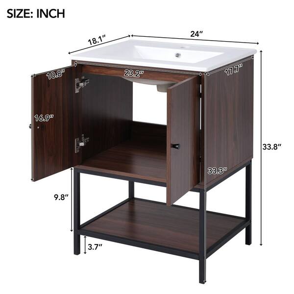 Xzkai 24 in. W x 18 in. D x 34 in. H Single Sink Bath Vanity in