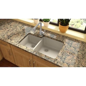 Quartz Classic  33in. Undermount 2 Bowl  Bisque Granite/Quartz Composite Sink Only and No Accessories