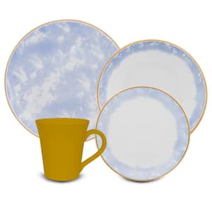 Coup Blue and Yellow 32-Piece Casual Blue and Yellow Porcelain Dinnerware Set (Service for 8)