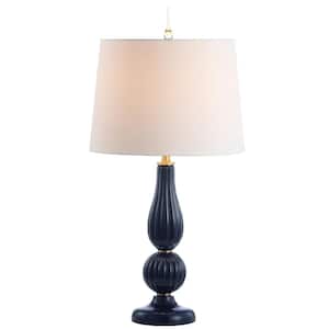 Maddie 28 in. Glass/Metal LED Table Lamp, Navy