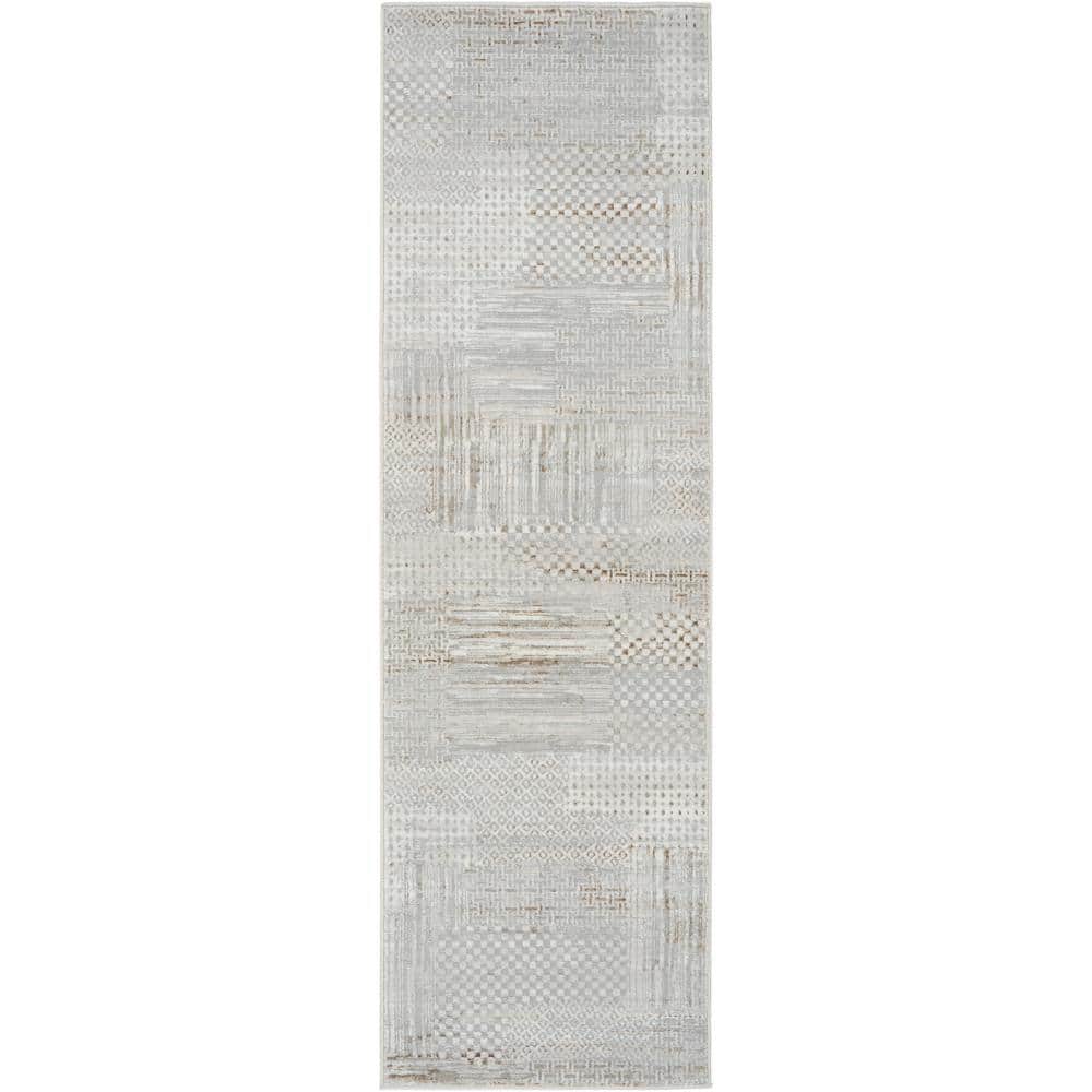 Silver Runner Rug Nourison Glam Silver Grey 2 ft. x 8 ft. Contemporary Runner Area Rug ...