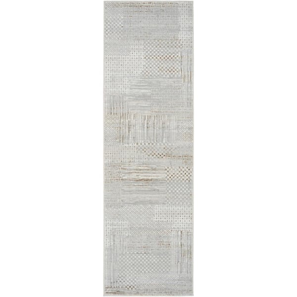 Nourison Glam Silver Grey 2 ft. x 8 ft. Contemporary Runner Area Rug