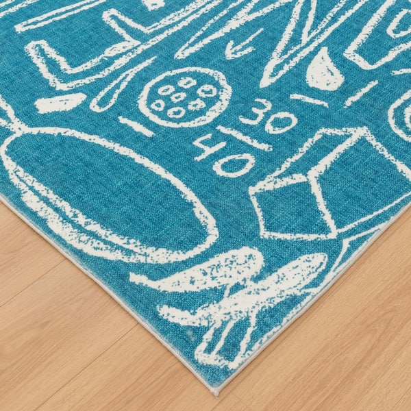 Sportsglyphs Blue 4 ft. x 6 ft. Area Rug