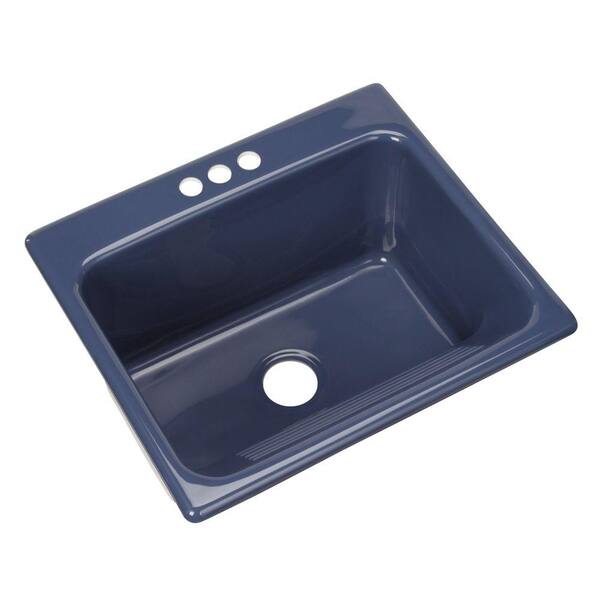 Thermocast Kensington Drop-In Acrylic 25 in. 3-Hole Single Bowl Utility Sink in Rhapsody Blue