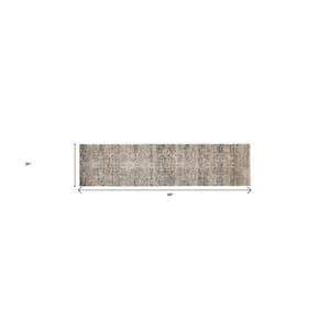 2 X 8 Ivory and Gray Abstract Runner Rug