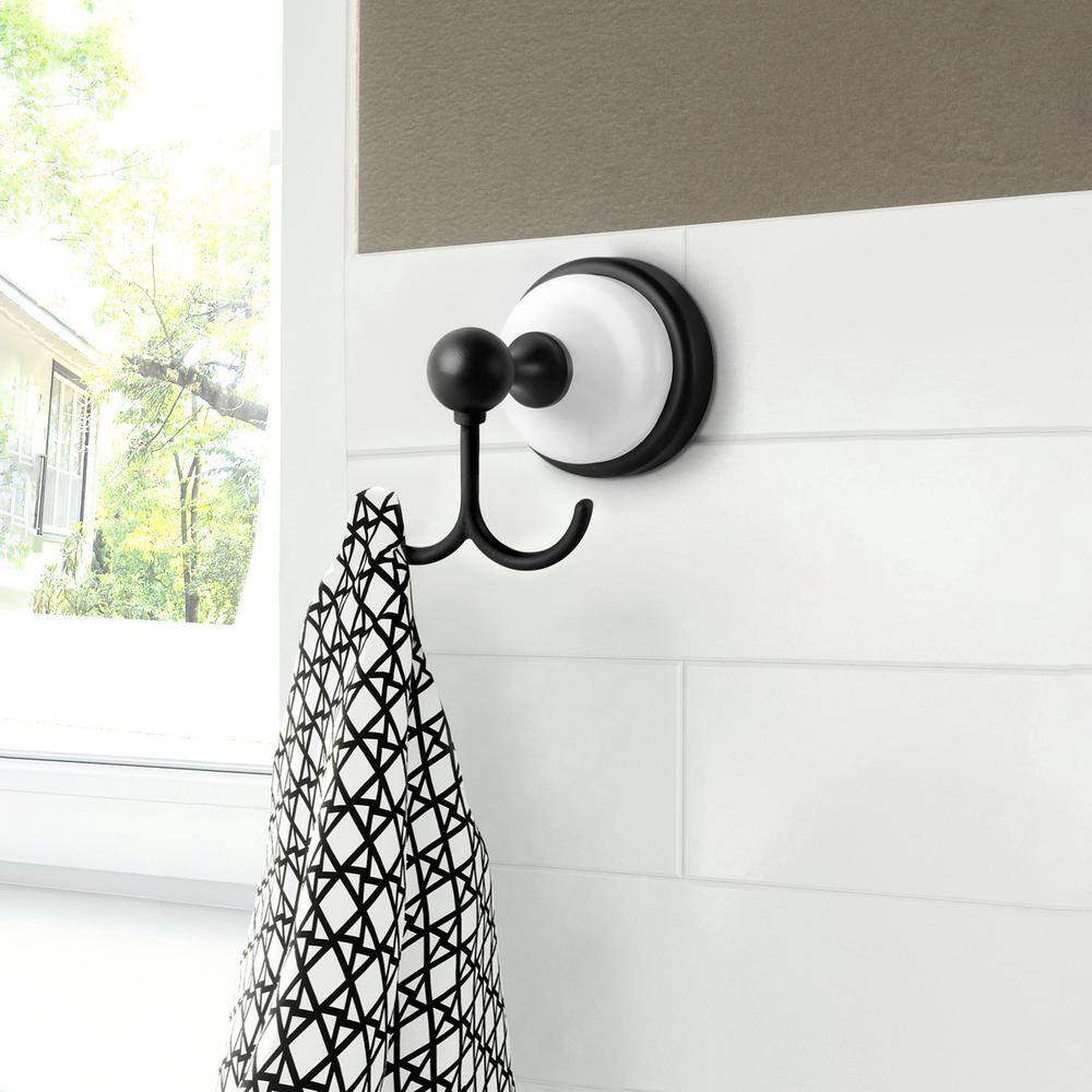 Savannah Matte Black and White Double Robe Hook