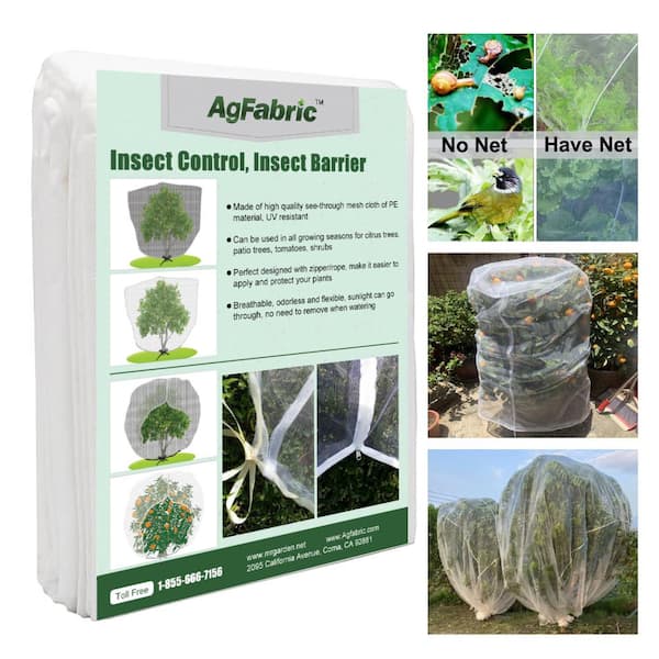 Agfabric 3.2 ft. x 4.9 ft. Garden Drawstring Insect Netting Bags Outdoor Plant Mesh Cover Protect Vegetable Fruit Trees (2-Piece)