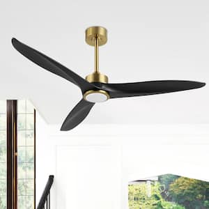 52 in. Indoor LED Gold Ceiling Fan with Light Kit and Remote Control
