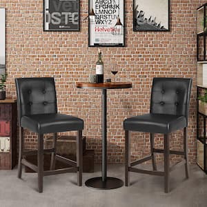 Set of 4-Bar Stools 25 in. Counter Height Barstool Pub Chair Rubber Wood Black