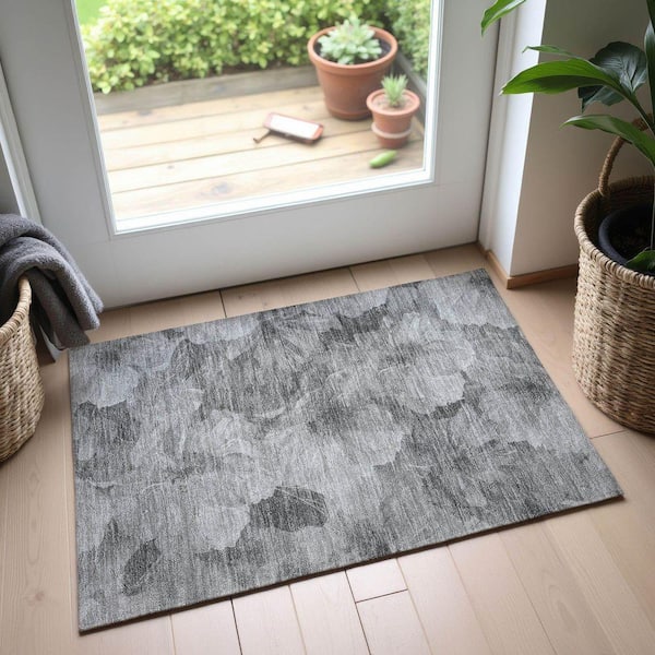 Mayfield Premium Machine Washable Abstract AMF1542 Gray 2 ft. x 3 ft. Area Rug