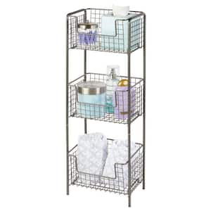 10 in. W x 7 in. D x 29 in. H 3-Tier Graphite Steel Freestanding Storage Organizer Tower Rack Bathroom Shelf