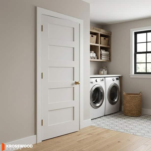 Krosswood Doors 18 in. x 80 in. Shaker 5-Panel Left-Hand Solid