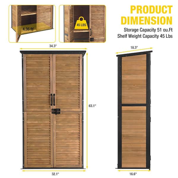 aivituvin Outdoor Storage Cabinet 34.3 in. W x 18.3 in. D x 63.1