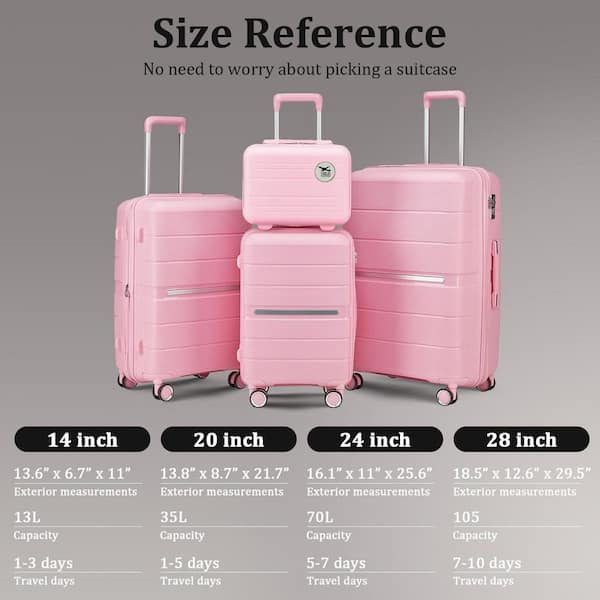 LIVACA 4-Piece Lightweight Expandable Polypropylene Hardside