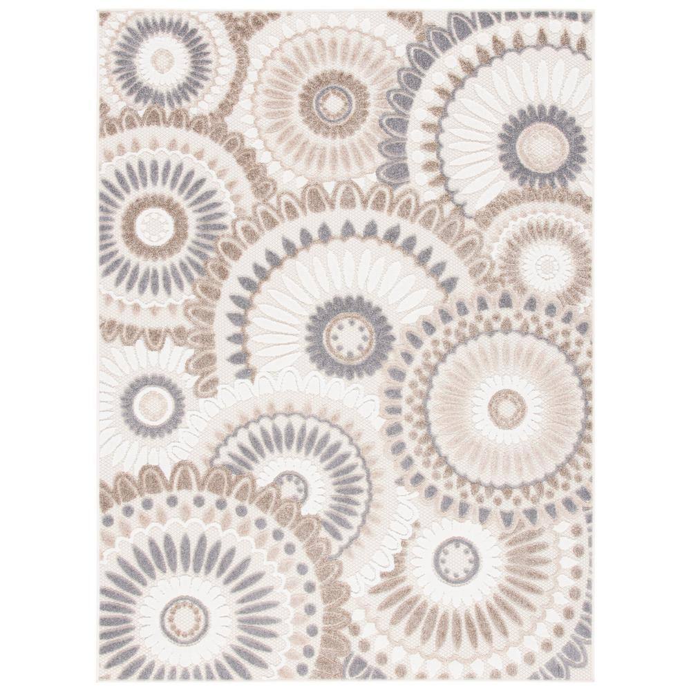Cabana Gray/Ivory 8 ft. x 10 ft. Contemporary Medallion Floral Indoor/Outdoor Patio Area Rug price history on PriceWatchPro