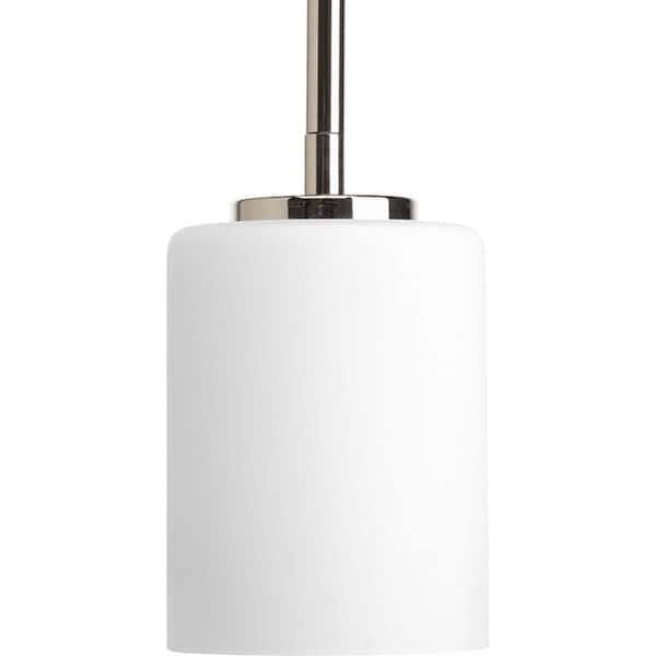 Progress Lighting Replay 1-Light Polished Nickel Mini Pendant with Etched White Glass