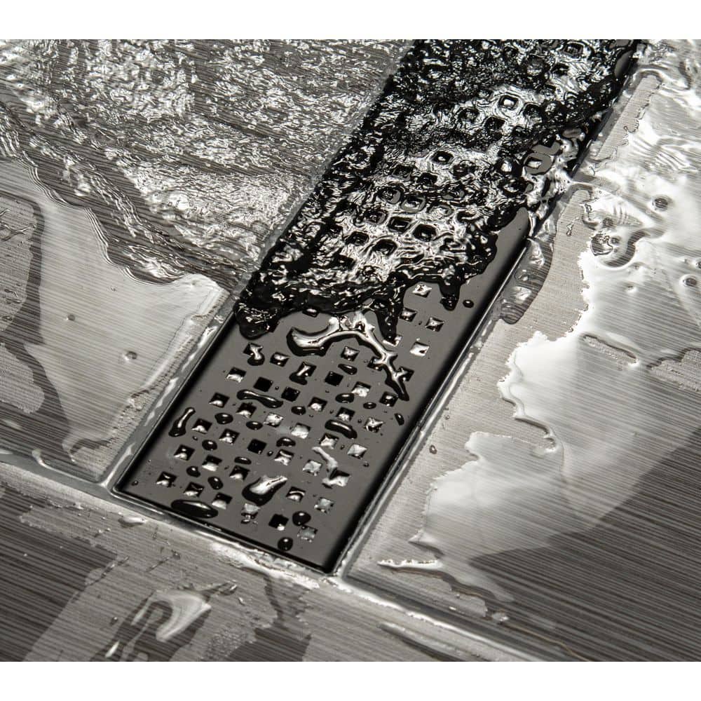 Matte Black Stainless Steel Linear Shower Drain Cover, 24 Inches