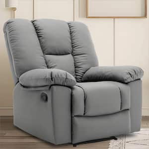 37.4 in. Wide Dark Grey Big and Tall Manual Recliner for Living Room, 3-Position Faux Leather Recliner with Arm Storage