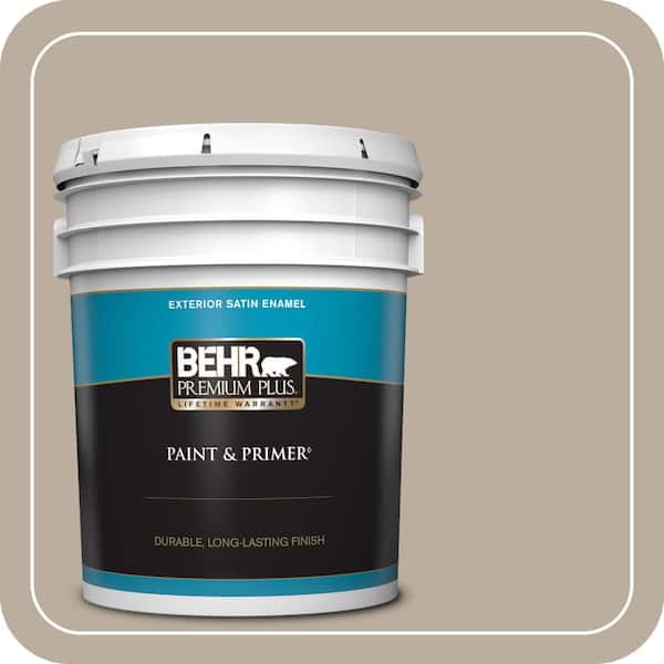 BEHR PREMIUM PLUS 5 gal. Home Decorators Collection #HDC-NT-20G Montauk Sands Satin Enamel Exterior Paint & Primer