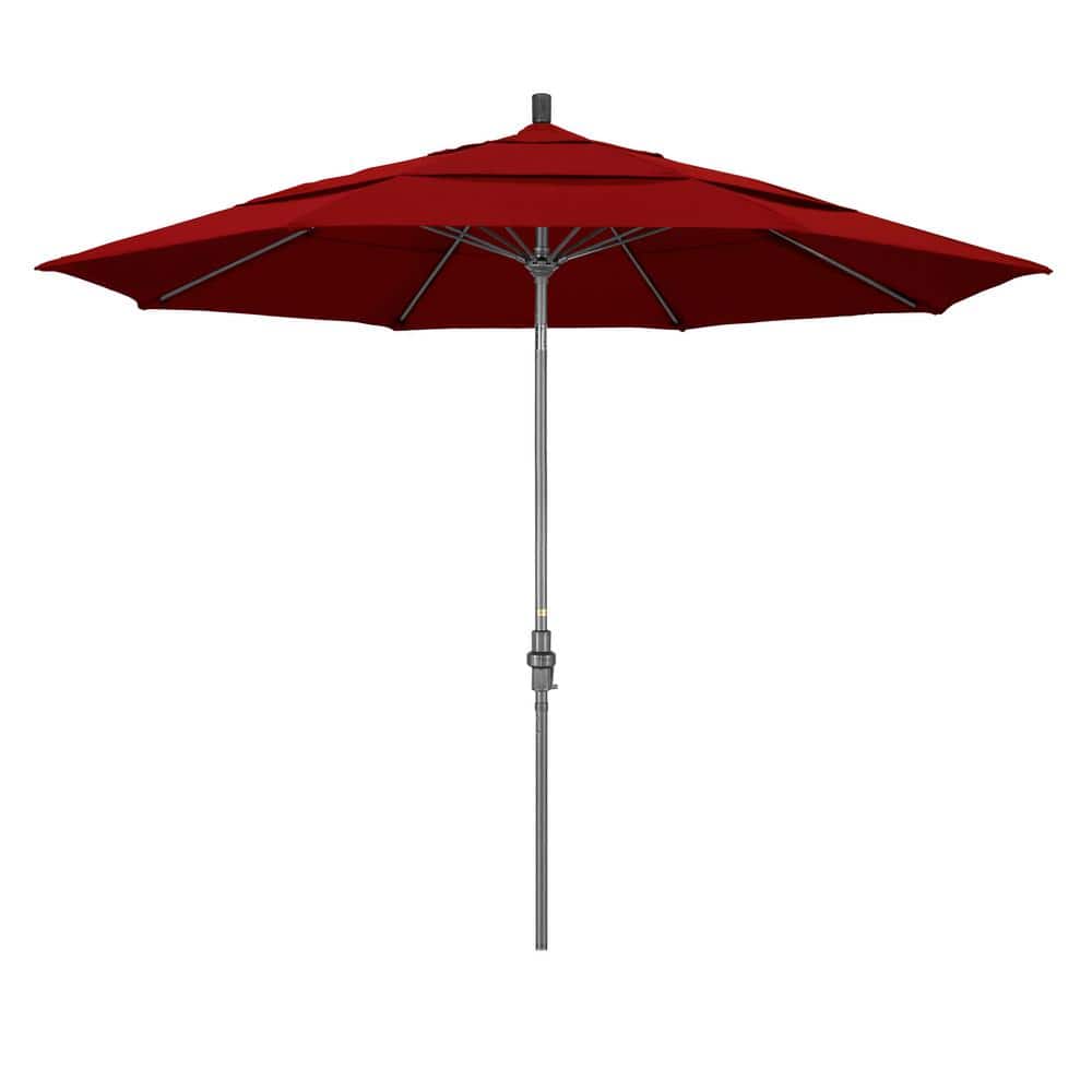 California Umbrella 11 ft. Hammertone Grey Aluminum Market Patio