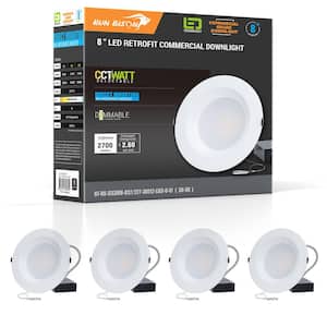 8 in. CCT and Wattage Selectable New Construction or Remodel IC Rated Integrated LED Commercial Downlight(4-Pack)