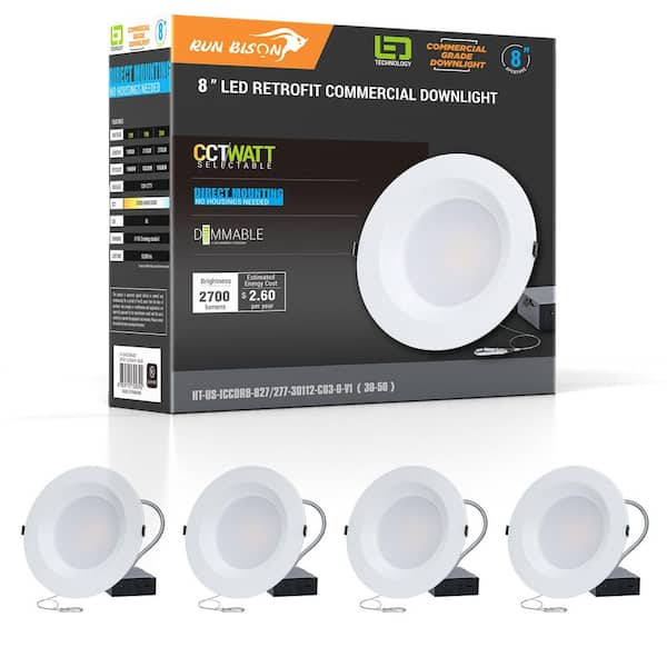 8 in. CCT and Wattage Selectable New Construction or Remodel IC Rated Integrated LED Commercial Downlight(4-Pack)