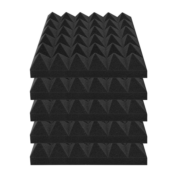 Acoustic Foam Panels, 36 Pack 12 x 12 x 2 in. es, Pyramid Soundproof Wall Panels, Polyurethane, Black