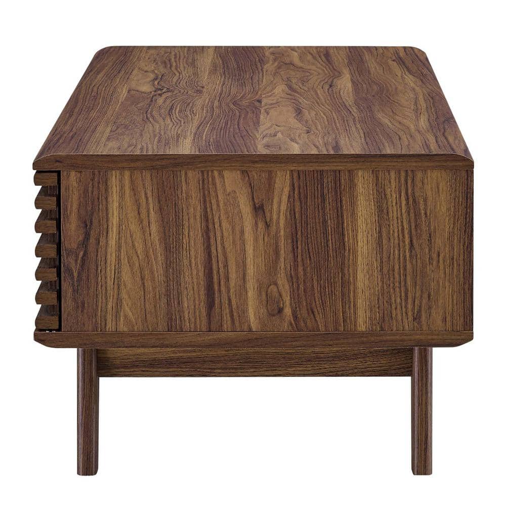 Mid-Century Modern Walnut Grain Laminate Coffee Table, 43 in