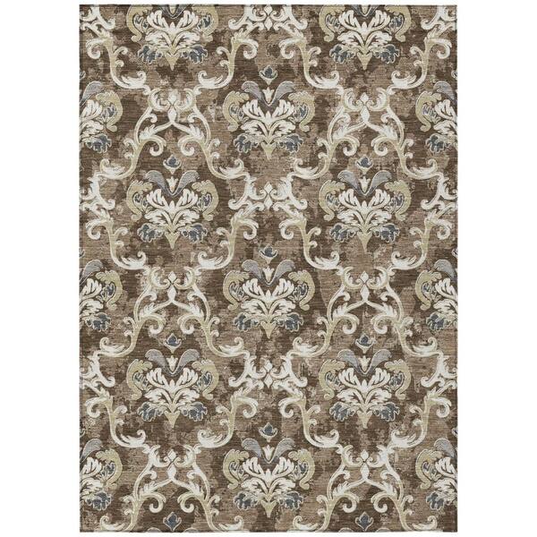 Chantille Machine Washable Indoor/Outdoor Abstract ACN3167 Chocolate 8 ft. x 10 ft. Area Rug