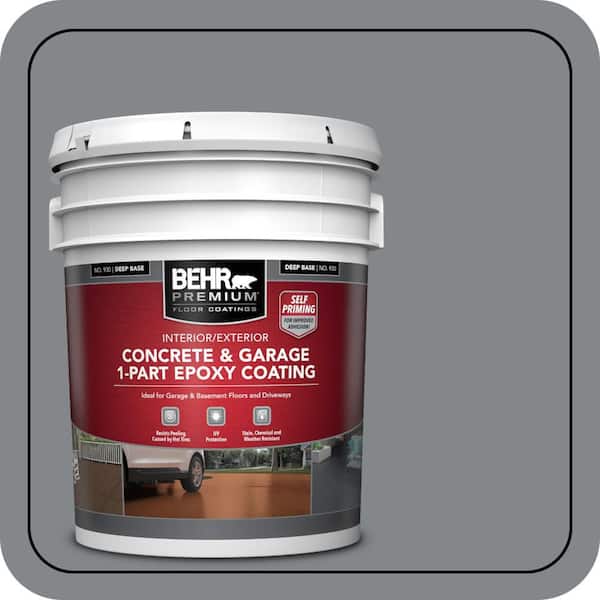 5 gal. #N500-5 Magnetic Gray color Self-Priming 1-Part Epoxy Satin Interior/Exterior Concrete and Garage Floor Paint