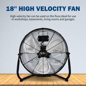 18 in., 3- Speed High-Velocity Floor Fan in Black with Tilting Head