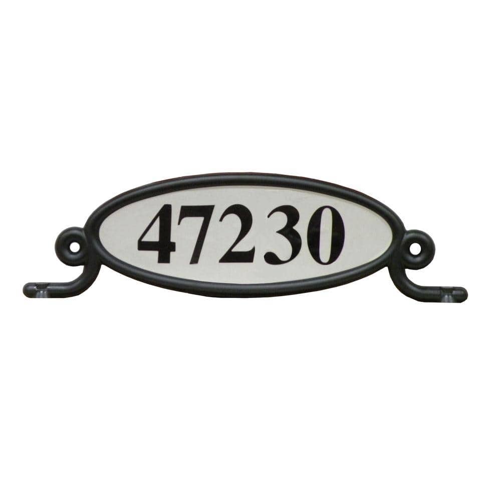 Black Oval Two-Sided Reflective Plastic Address Plaque