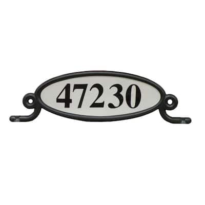 Oval Address Number Plaque, Black Reflective, Plastic