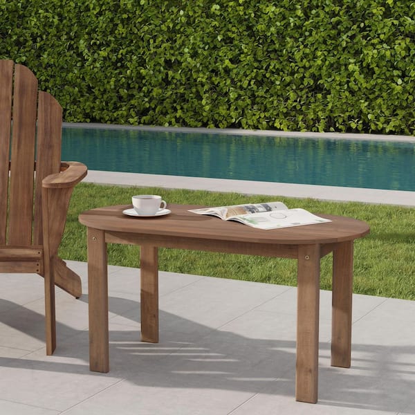 Linon Home Decor Shelly Adirondack Acorn Brown Oval Wood Outdoor
