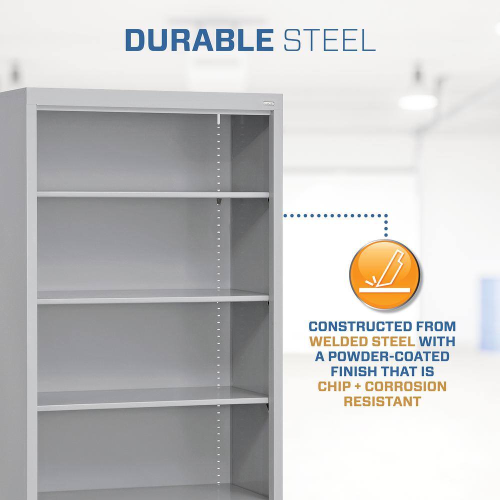 Dove Gray Adjustable Steel Mobile Bookcase with Shelves