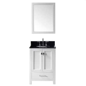 Caroline Avenue 25 in. W x 22 in. D Vanity in White with Granite Vanity Top in Black with White Basin and Mirror Faucet