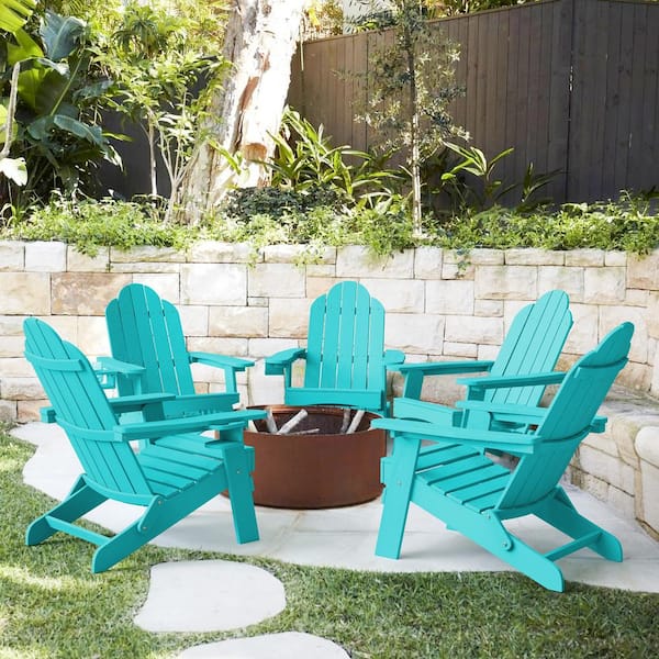 Lue Bona Recycled Aruba Blue Hdps Folding Plastic Adirondack Chair