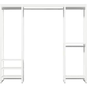 91 in. W White Adjustable Tower Wood Closet System with 8 Shelves