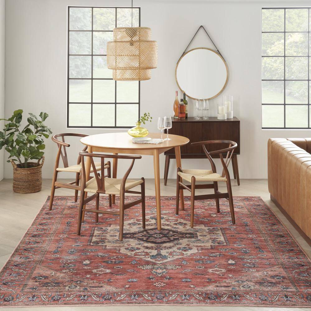 Ivory and Brick 5' x 7' Reversible Flat Woven Synthetic Rug