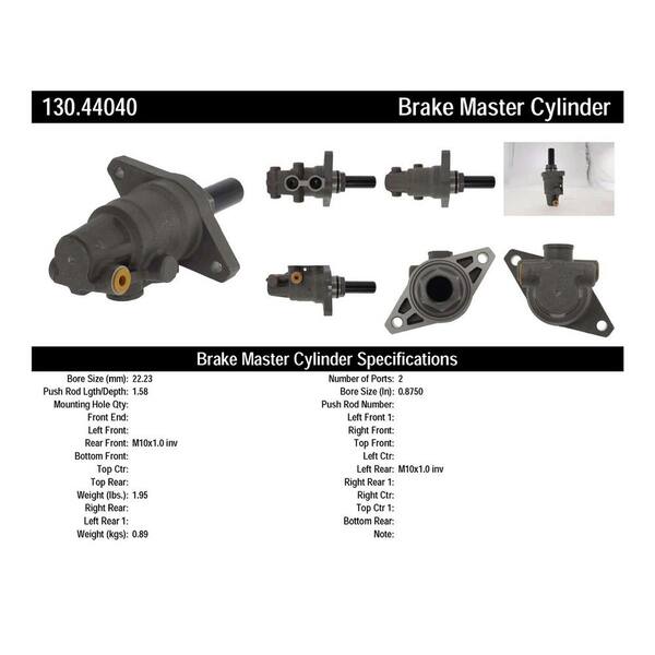Centric Parts Brake Master Cylinder 2005-2007 Toyota Avalon