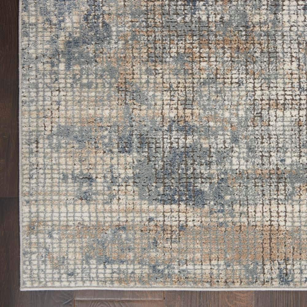 Concerto Blue and Beige Abstract Synthetic 5'3" x 7'3" Area Rug