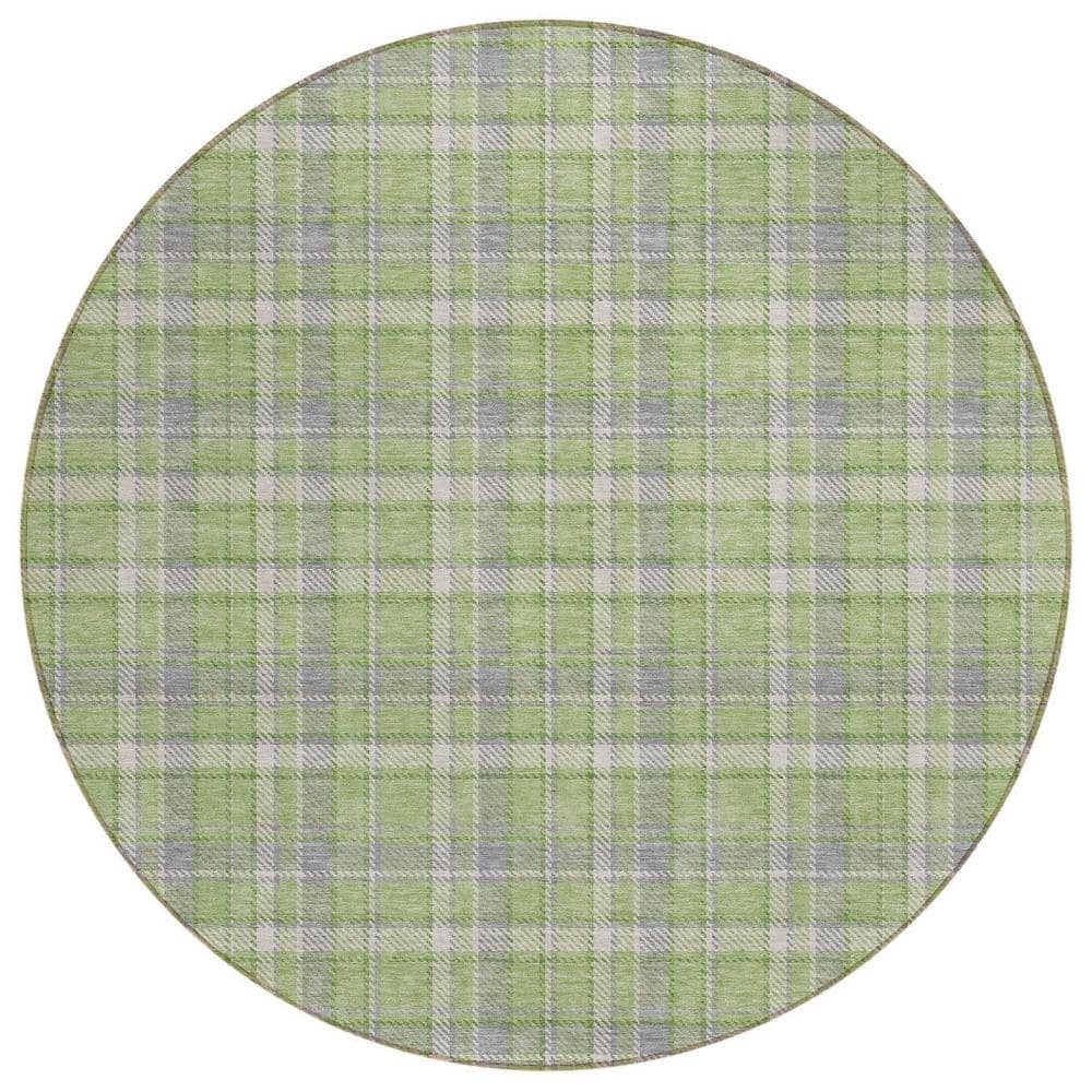 Green and Gray 8 ft. Round Woven Plaid Round Indoor/Outdoor Area Rug price history on PriceWatchPro