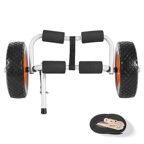 Kayak Cart, 200 lbs. Load Capacity, Foldable Kayak Trolley with 10 in. Solid Rubber Tires and 1 Ratchet Strap