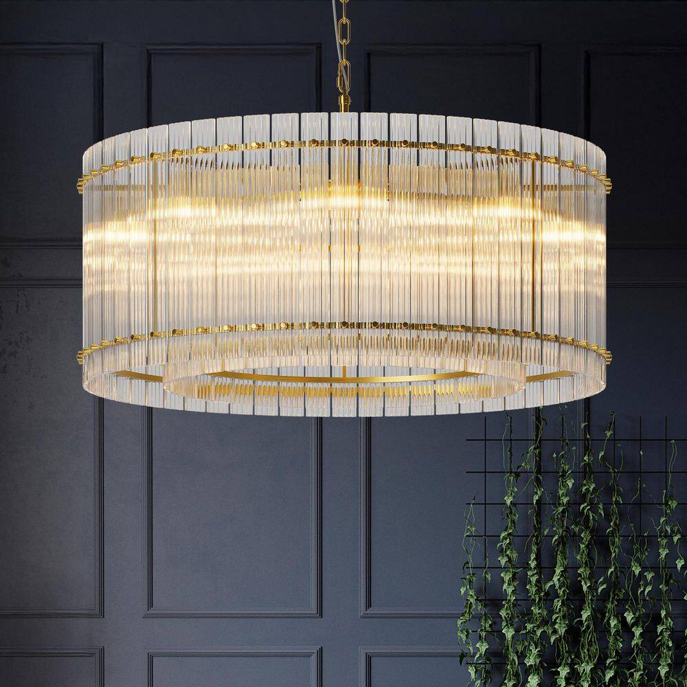 8-Light Brass Luxury Round Chandelier with 2-Tier Water Ripple Crystal Glass Shades for Dining Room Foyer Entryway price history on PriceWatchPro