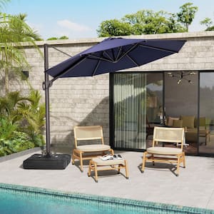 12 x 12 ft. Round Heavy-Duty 360-Degree Rotation Cantilever Patio Umbrella in Navy Blue