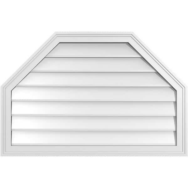 Ekena Millwork 36 in. x 24 in. Octagonal Top Surface Mount PVC Gable Vent: Decorative with Brickmould Frame