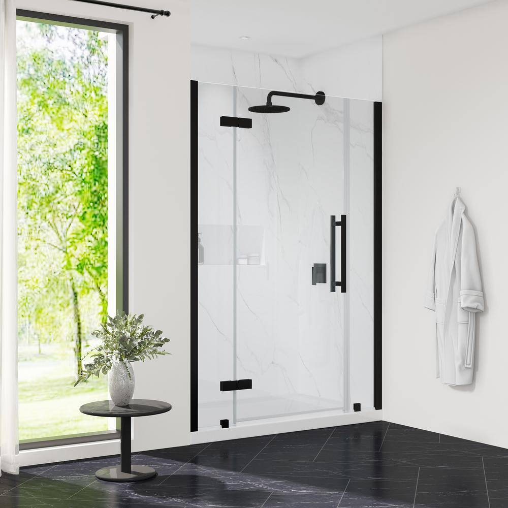 Tampa 48" Black Frameless Alcove Shower Kit with Acrylic Base