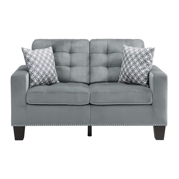 EVERGLADE HOME Boykin 85 in. Square Arm Microfiber Straight in Brown